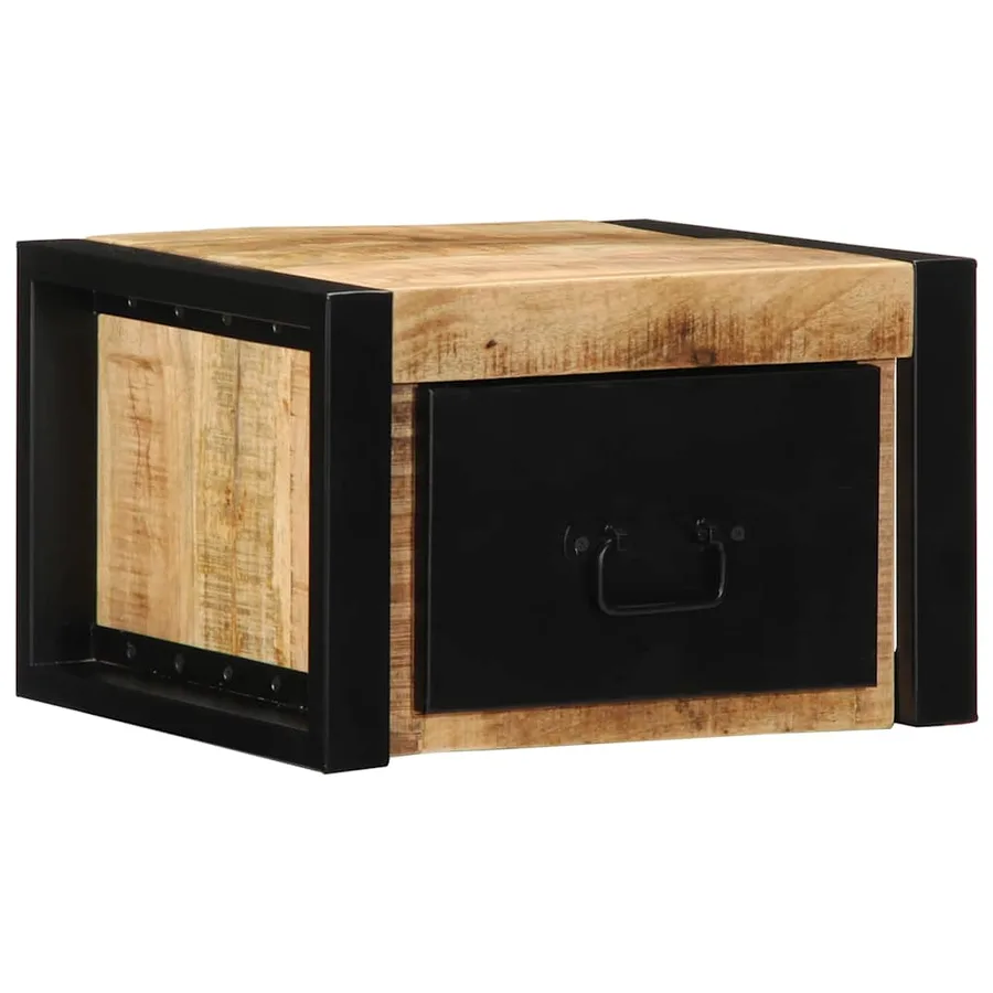 Table de chevet 40x35x25 cm bois massif de manguier brut - 11