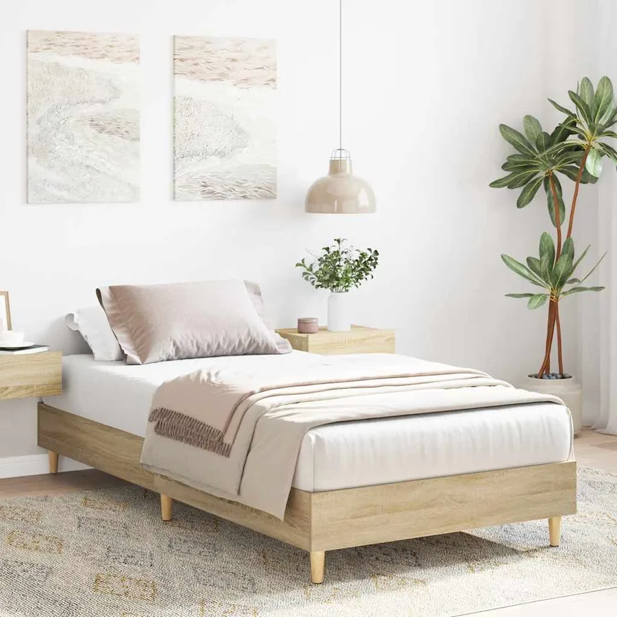 Cadre de lit sans matelas chêne sonoma 75x190 cm - 3