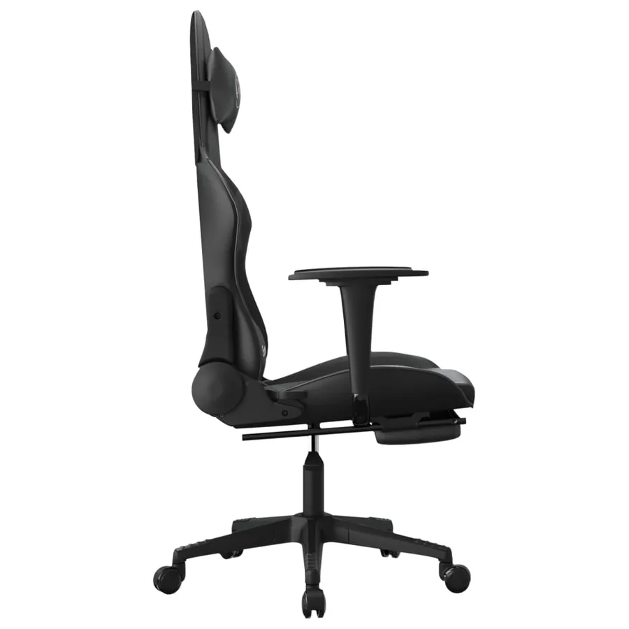Chaise de jeu avec repose-pied Noir Similicuir - 4