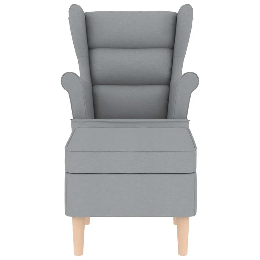 Fauteuil avec repose-pied Gris clair Tissu - 4