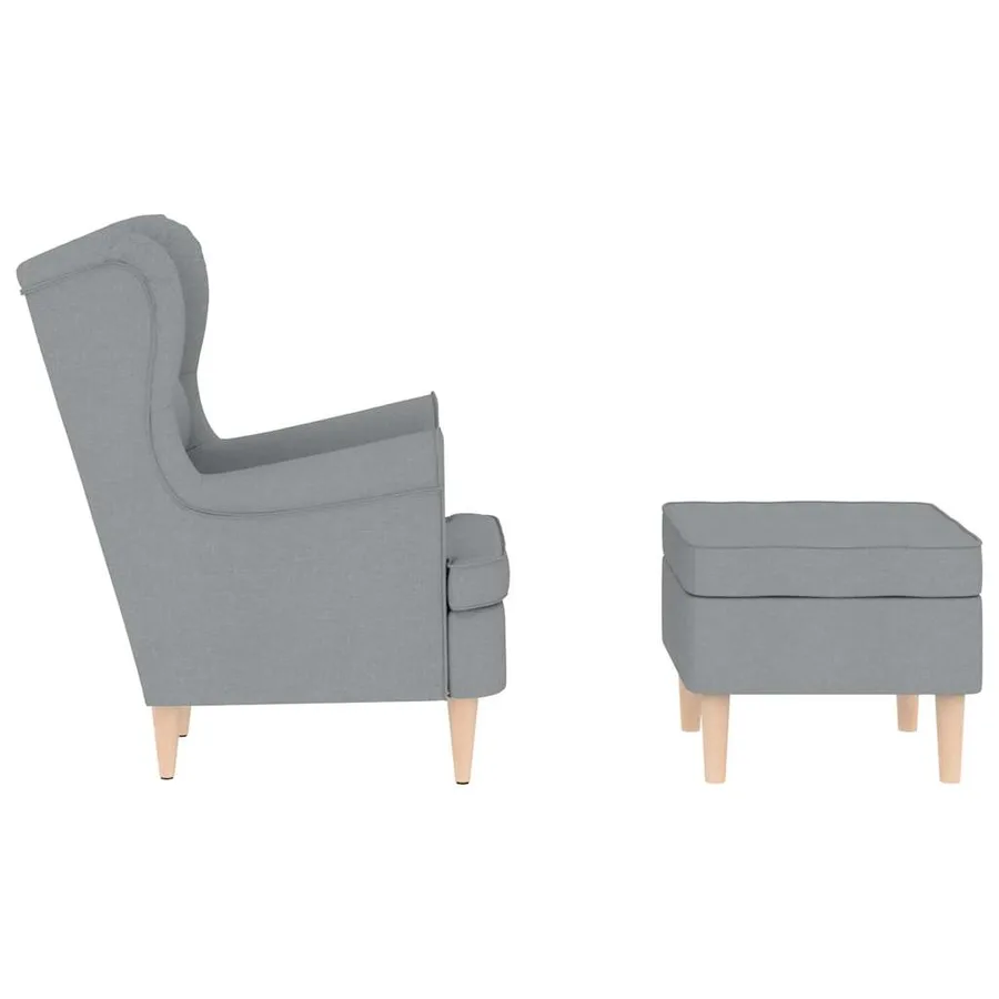 Fauteuil avec repose-pied Gris clair Tissu - 5