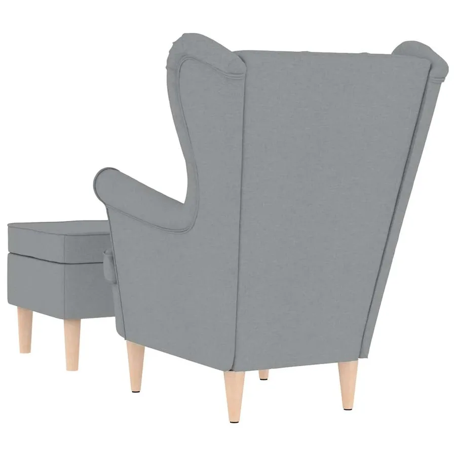 Fauteuil avec repose-pied Gris clair Tissu - 6