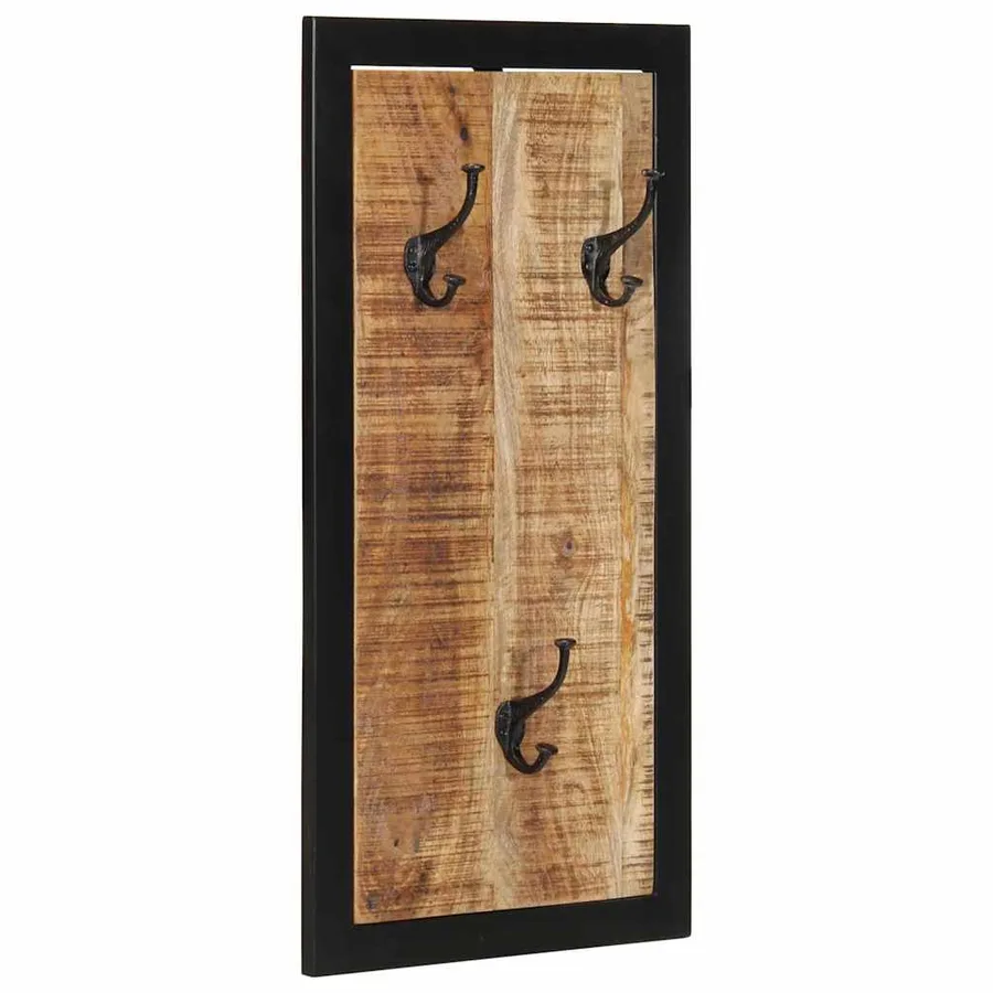 Porte-manteau 40x2x80 cm bois de manguier massif brut - 11