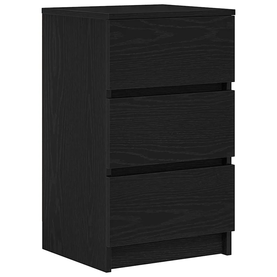 Table de chevet avec 3 tiroirs noir 39x35x65 cm - 2