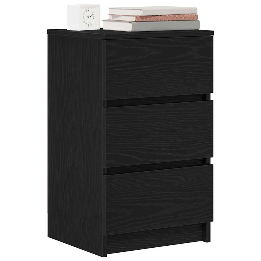 Table de chevet avec 3 tiroirs noir 39x35x65 cm - 4