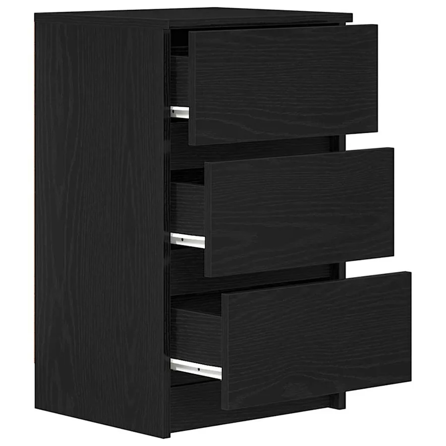 Table de chevet avec 3 tiroirs noir 39x35x65 cm - 5
