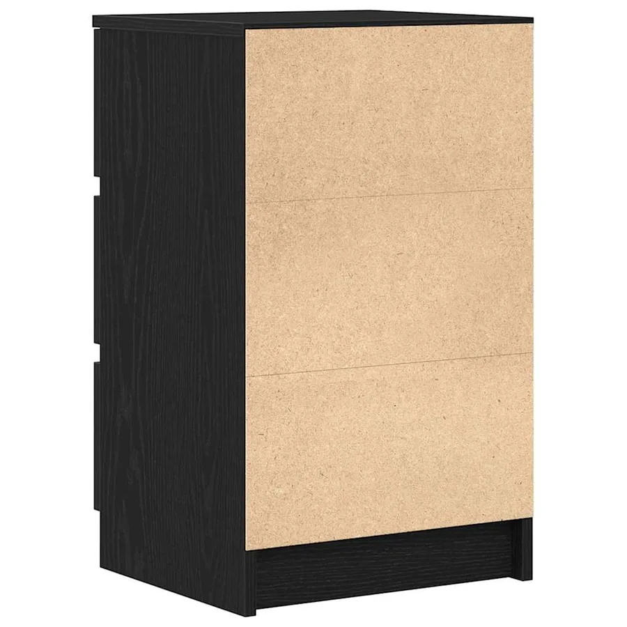 Table de chevet avec 3 tiroirs noir 39x35x65 cm - 8