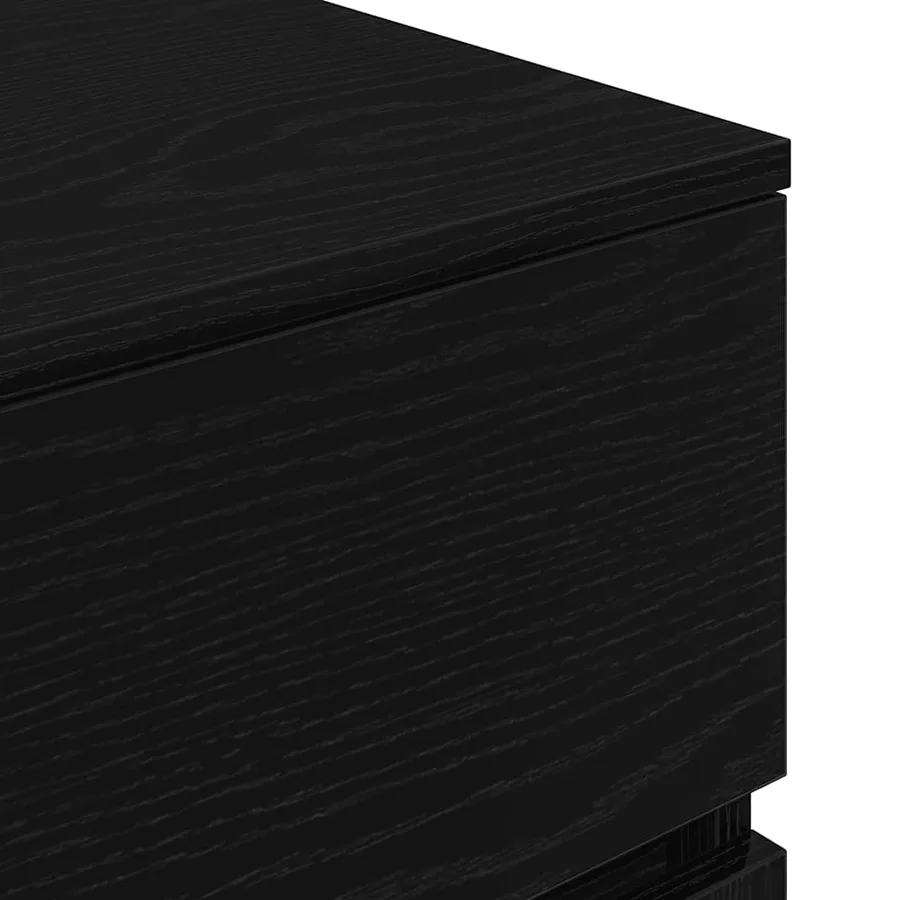 Table de chevet avec 3 tiroirs noir 39x35x65 cm - 9