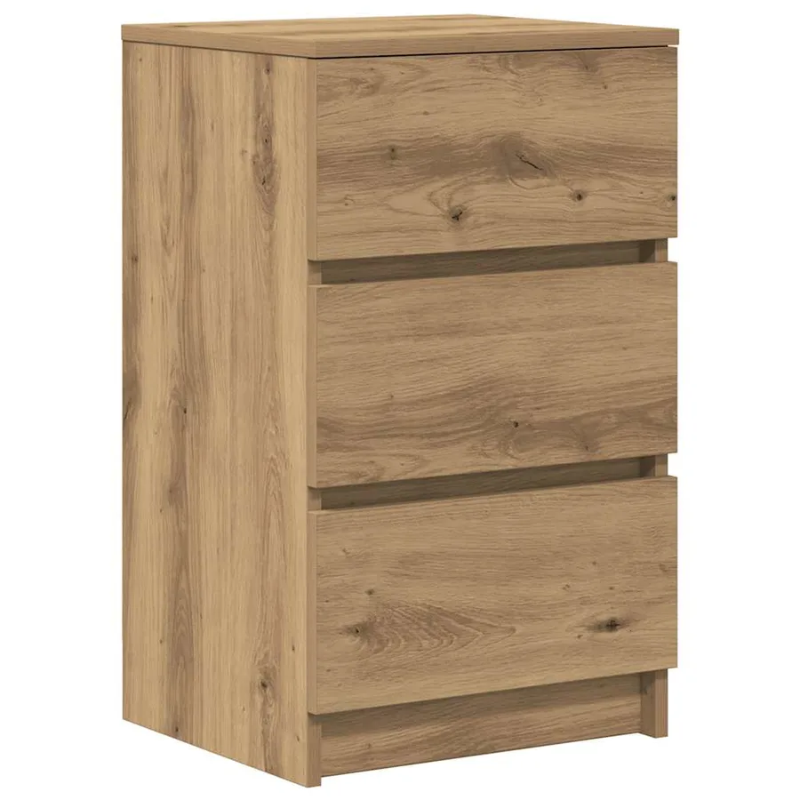 Table de chevet avec 3 tiroirs chêne artisanal 39x35x65 cm - 2
