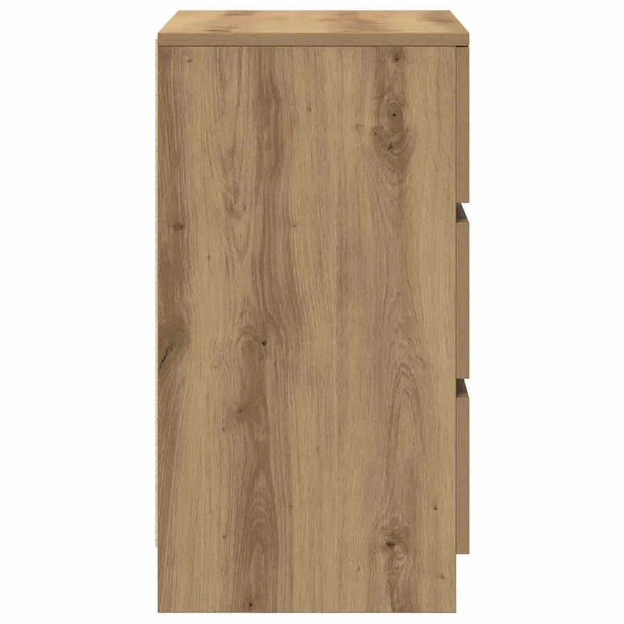 Table de chevet avec 3 tiroirs chêne artisanal 39x35x65 cm - 7