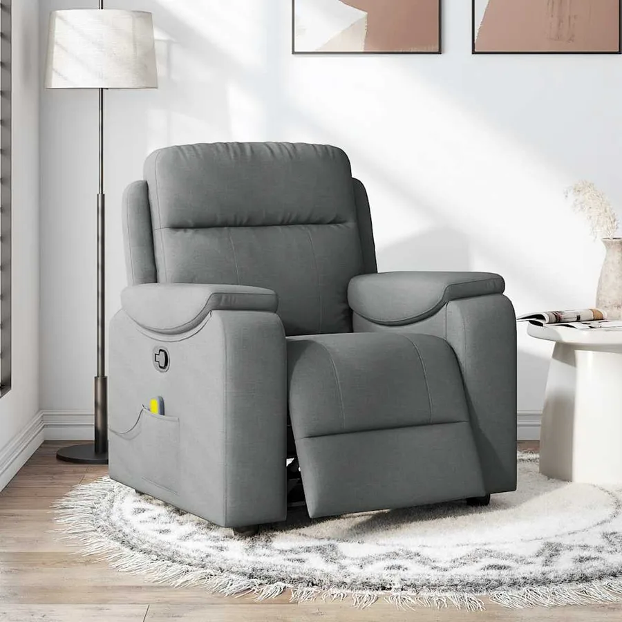 Fauteuil de massage inclinable Gris foncé Tissu - 2