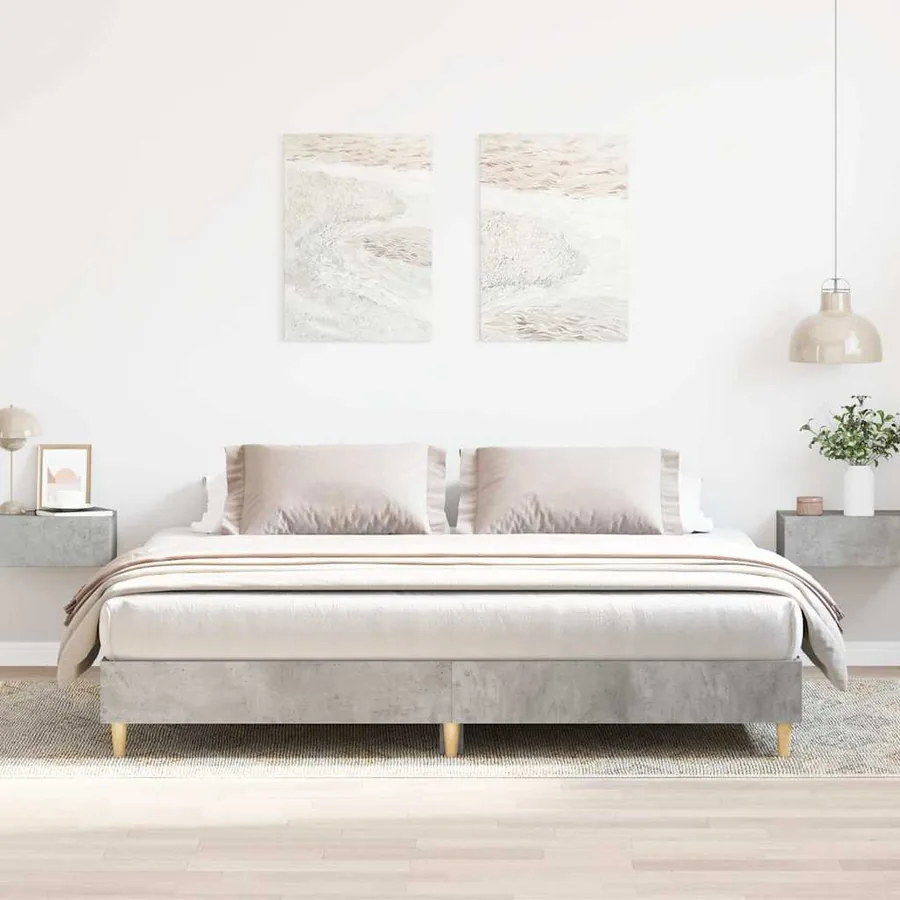 Cadre de lit sans matelas gris béton 200x200 cm bois ingénierie