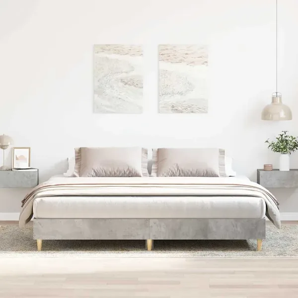 Cadre de lit sans matelas gris béton 200x200 cm bois ingénierie