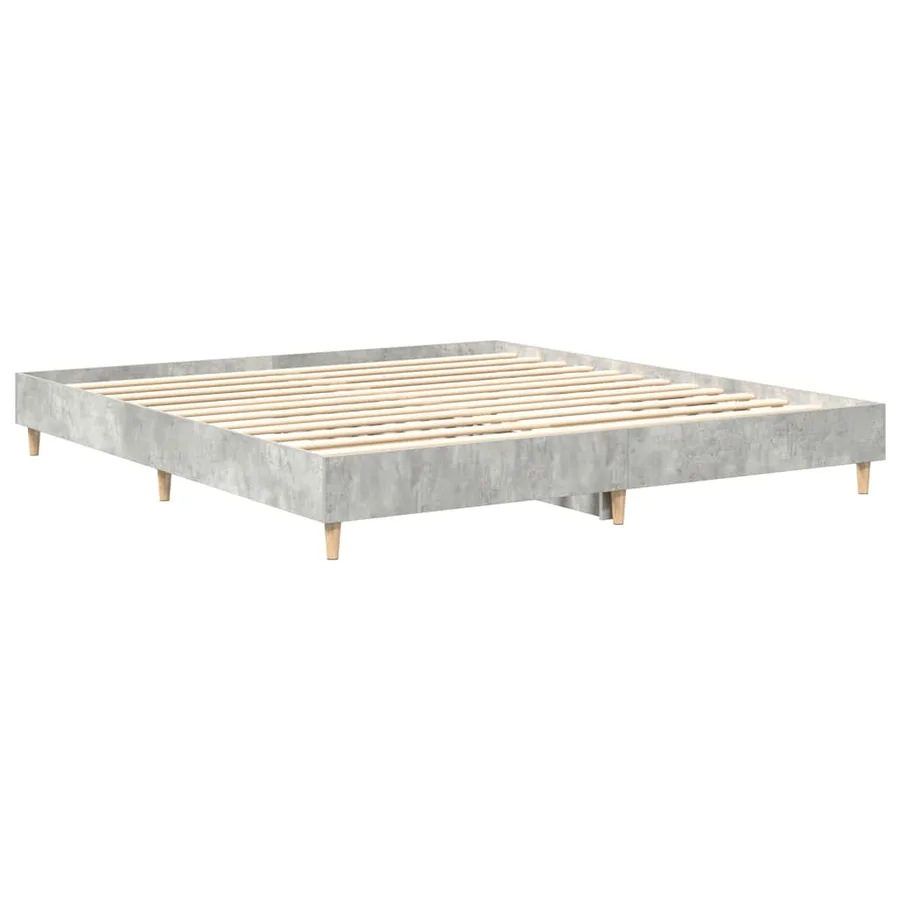 Cadre de lit sans matelas gris béton 200x200 cm bois ingénierie - 4