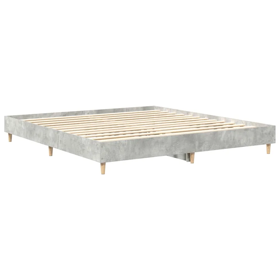Cadre de lit sans matelas gris béton 200x200 cm bois ingénierie - 7