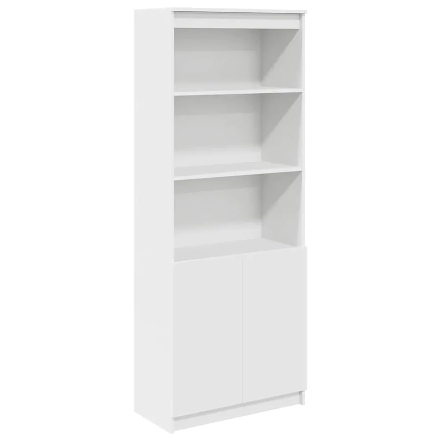 Buffet haut blanc 70x35x180 cm bois d'ingénierie - 2