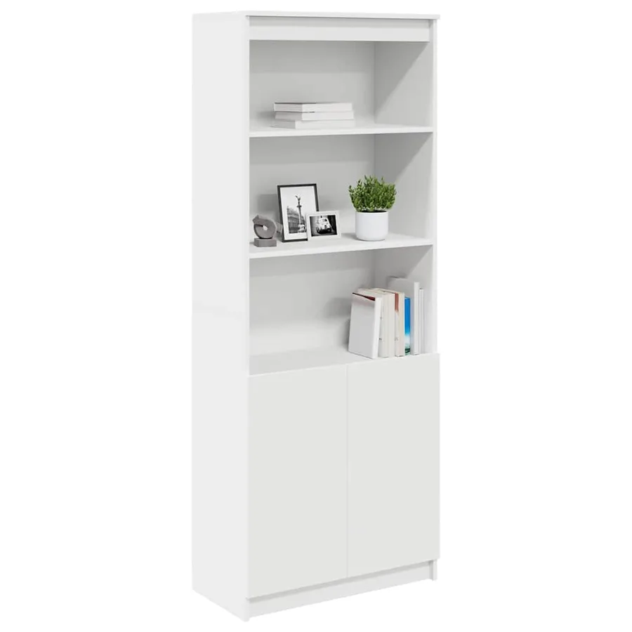 Buffet haut blanc 70x35x180 cm bois d'ingénierie - 4