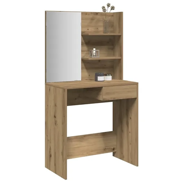 Coiffeuse avec miroir chêne artisanal 74,5x40x141 cm