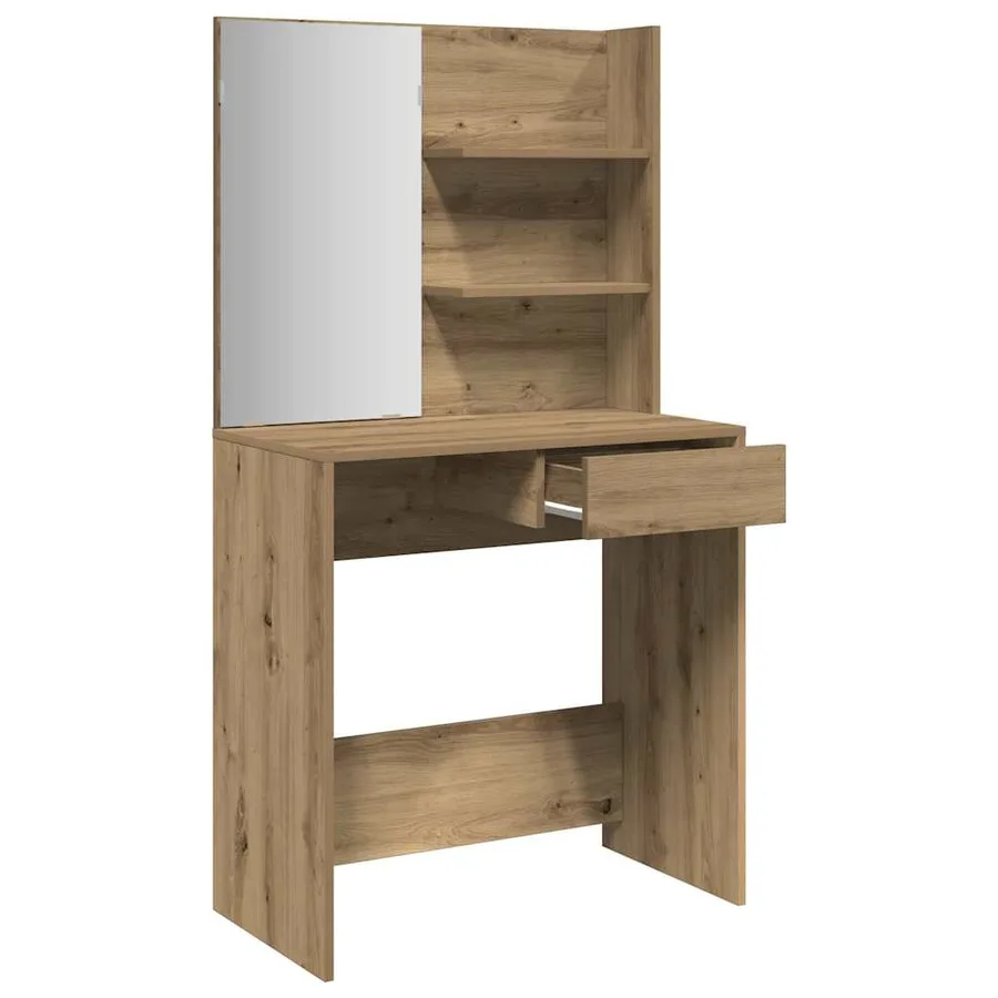 Coiffeuse avec miroir chêne artisanal 74,5x40x141 cm - 7