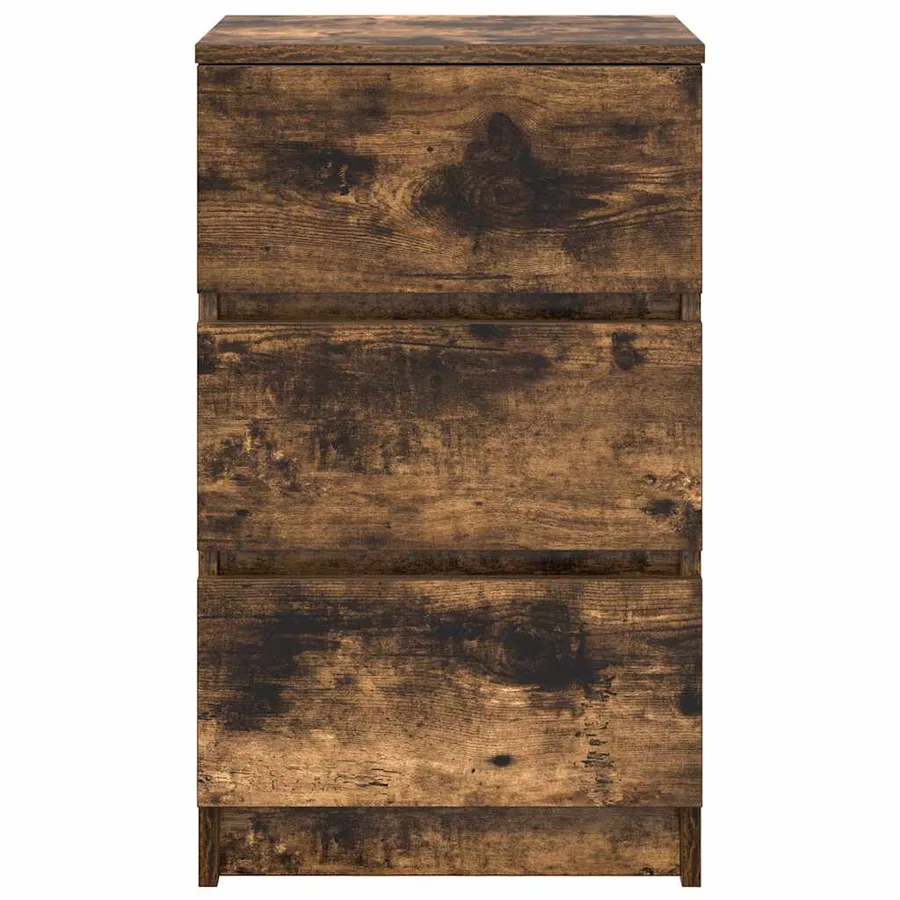 Table de chevet avec 3 tiroirs chêne fumé 39x35x65 cm - 6