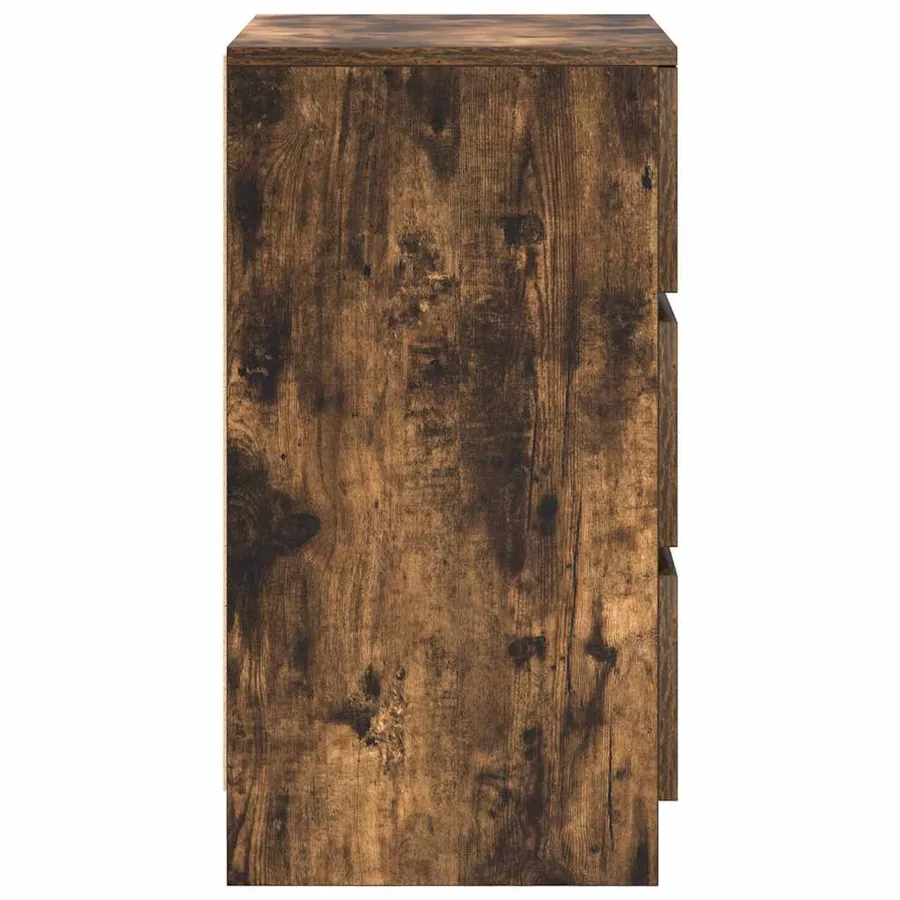 Table de chevet avec 3 tiroirs chêne fumé 39x35x65 cm - 7