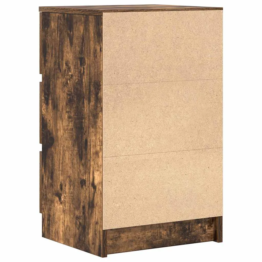 Table de chevet avec 3 tiroirs chêne fumé 39x35x65 cm - 8