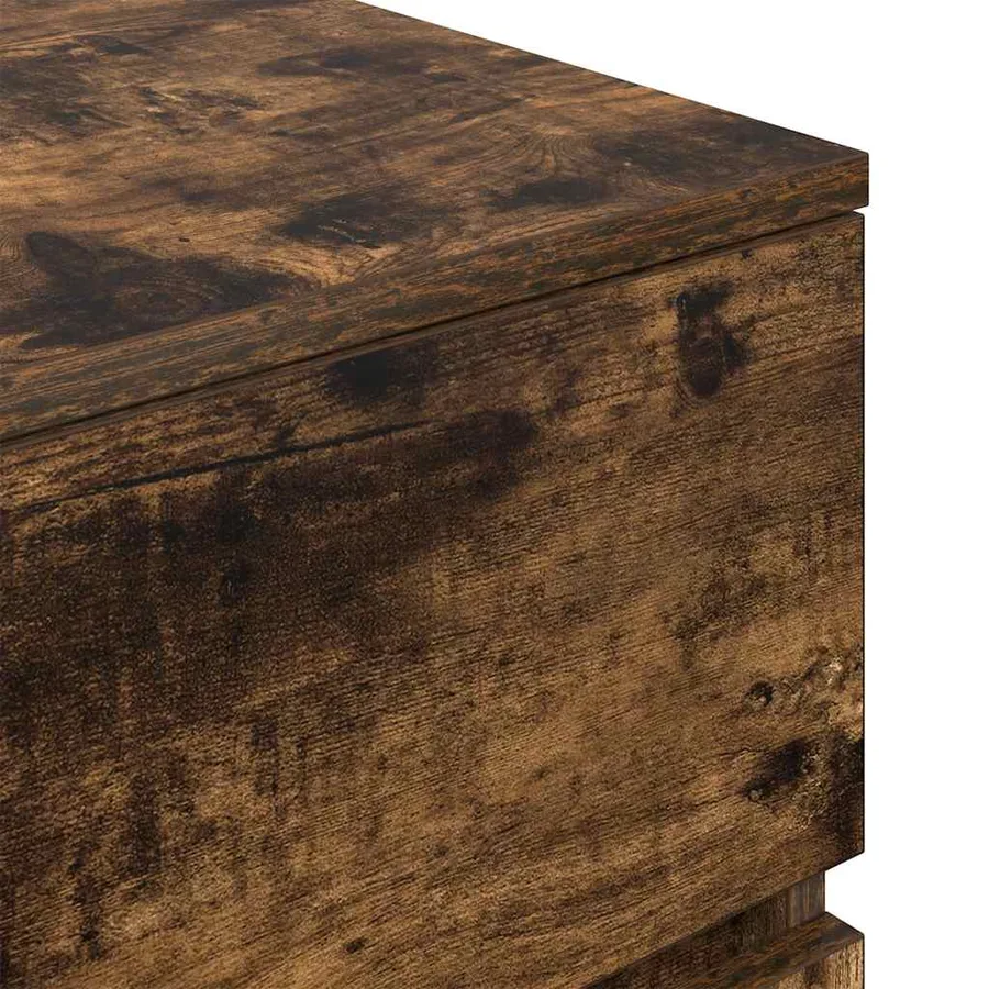 Table de chevet avec 3 tiroirs chêne fumé 39x35x65 cm - 9