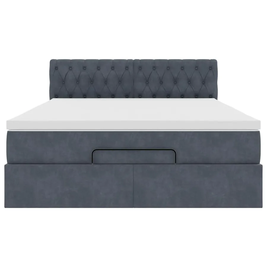 Cadre de lit ottoman avec matelas gris foncé 140x190 cm velours - 6