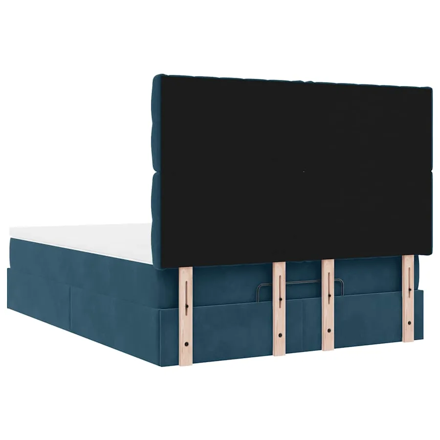 Cadre de lit ottoman avec matelas bleu foncé 140x190 cm velours - 10