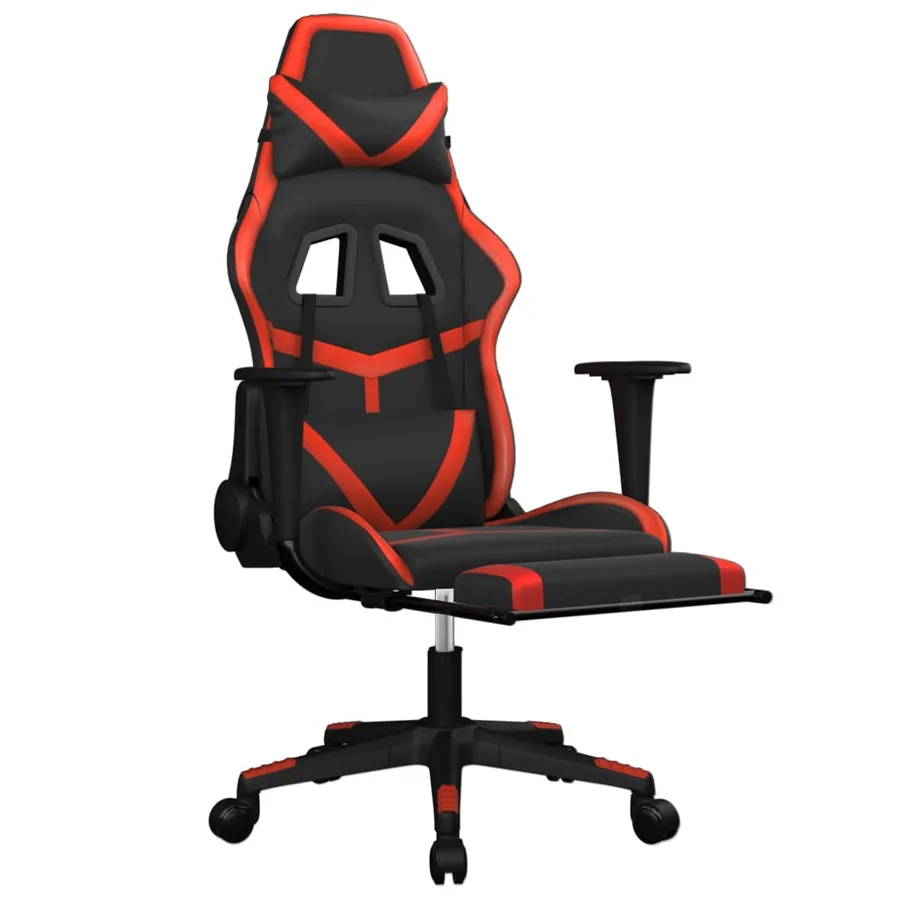 Chaise de jeu avec repose-pied Noir et rouge Similicuir - 6