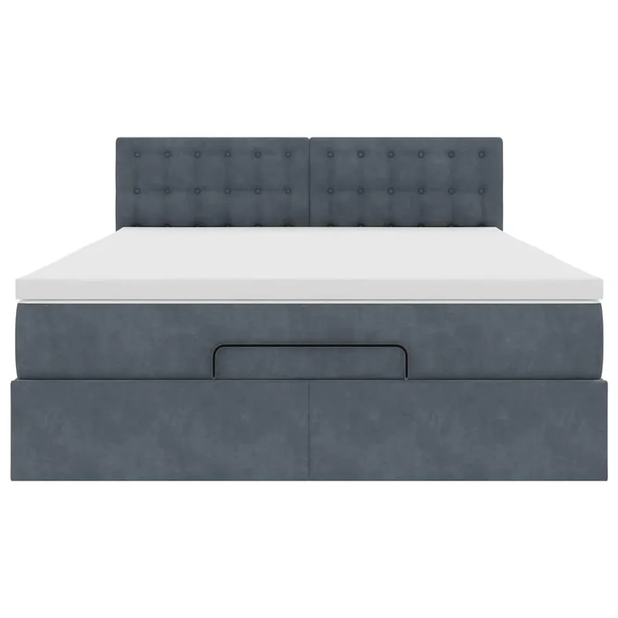 Cadre de lit ottoman avec matelas gris foncé 140x190 cm velours - 7
