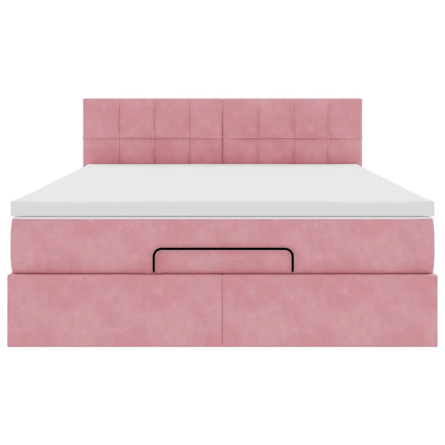 Cadre de lit ottoman avec matelas rose 140x190 cm velours - 5