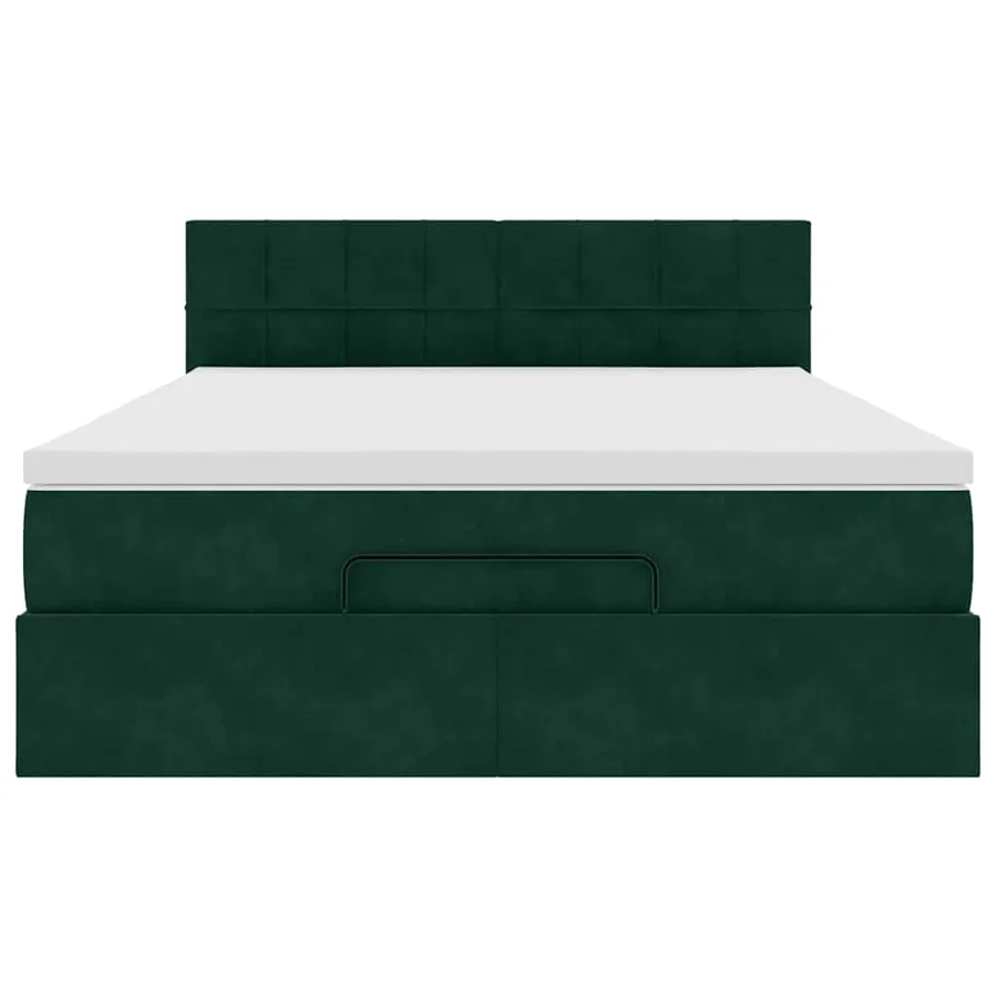 Cadre de lit ottoman avec matelas vert foncé 140x190 cm velours - 5