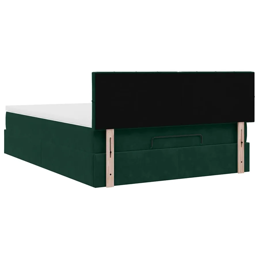 Cadre de lit ottoman avec matelas vert foncé 140x190 cm velours - 9
