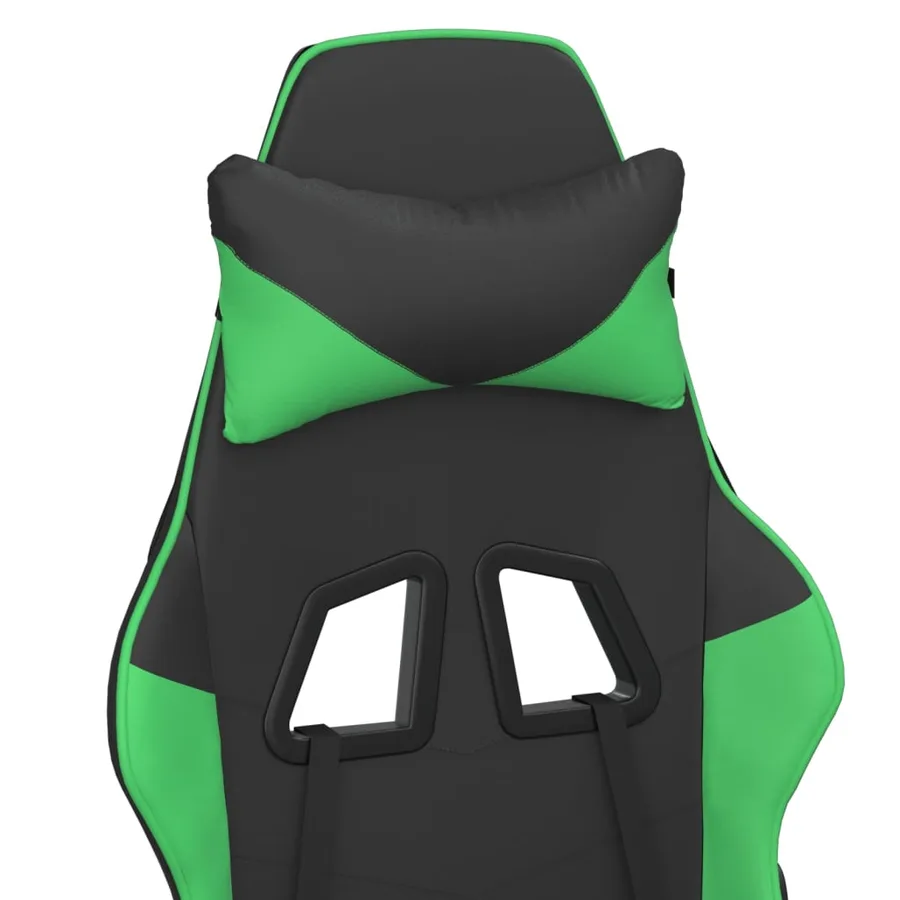 Chaise de jeu avec repose-pied Noir et vert Similicuir - 10