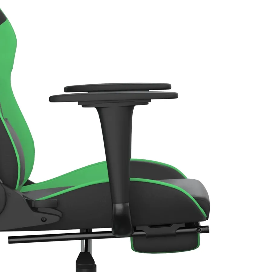 Chaise de jeu avec repose-pied Noir et vert Similicuir - 11