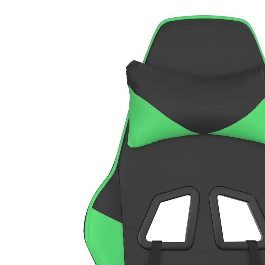 Chaise de jeu avec repose-pied Noir et vert Similicuir - 12