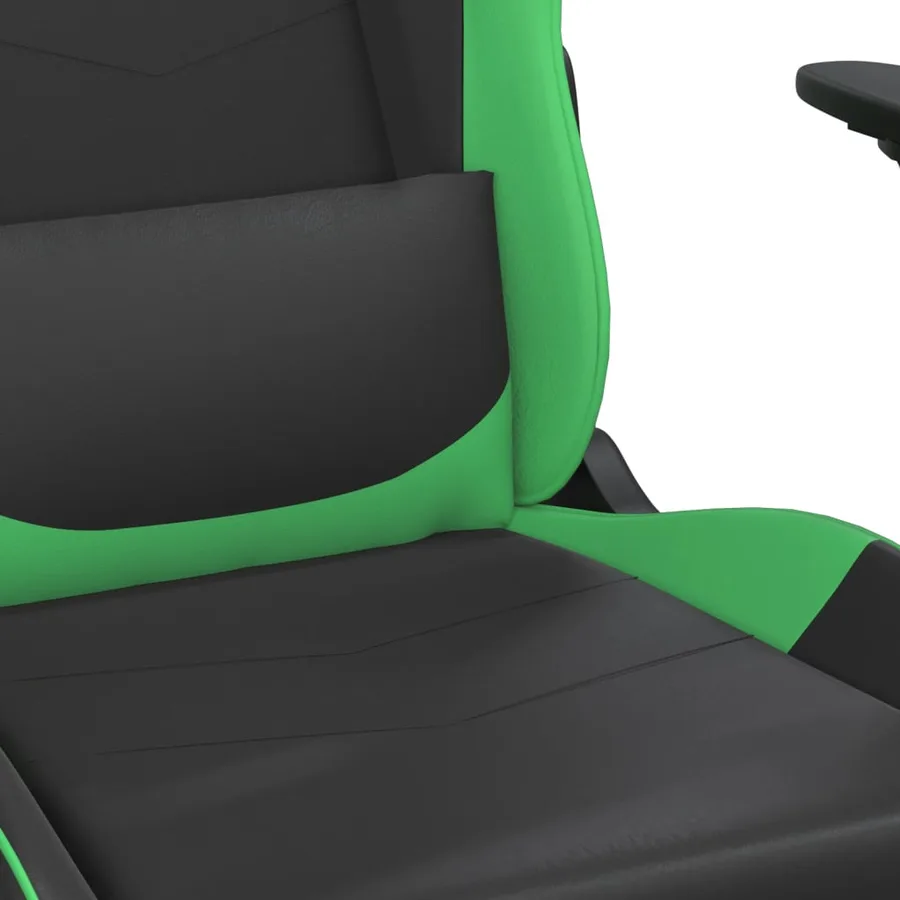 Chaise de jeu avec repose-pied Noir et vert Similicuir - 9