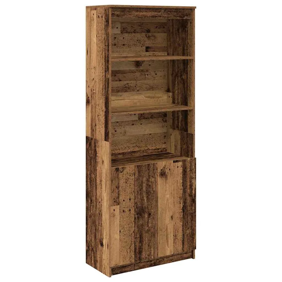 Buffet haut vieux bois 70x35x180 cm bois d'ingénierie - 2