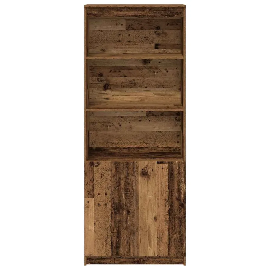Buffet haut vieux bois 70x35x180 cm bois d'ingénierie - 6