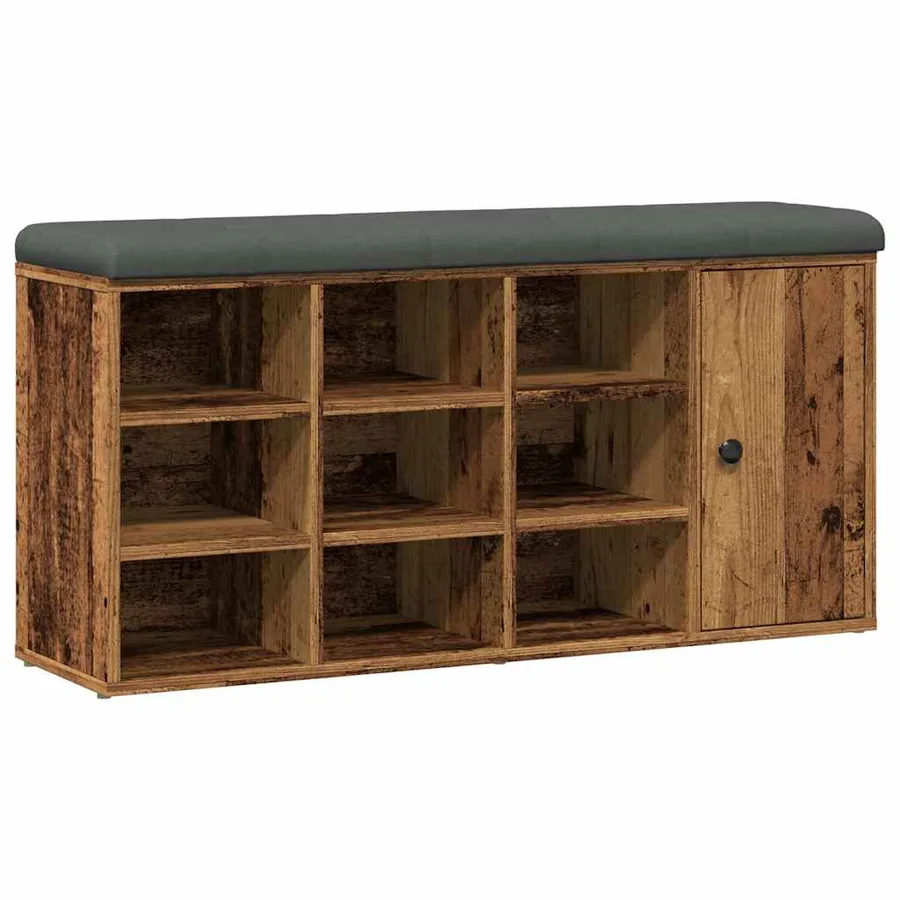 Banc à chaussures vieux bois 102x32x50 cm bois d'ingénierie - 2
