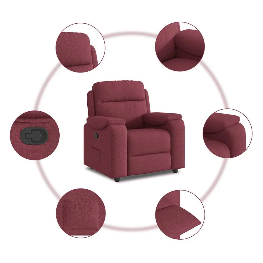 Fauteuil inclinable Rouge bordeaux Tissu - 7