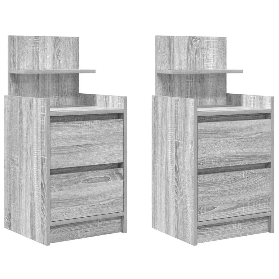 Tables de chevet avec 2 tiroirs 2 pcs sonoma gris 38x34x80 cm - 2