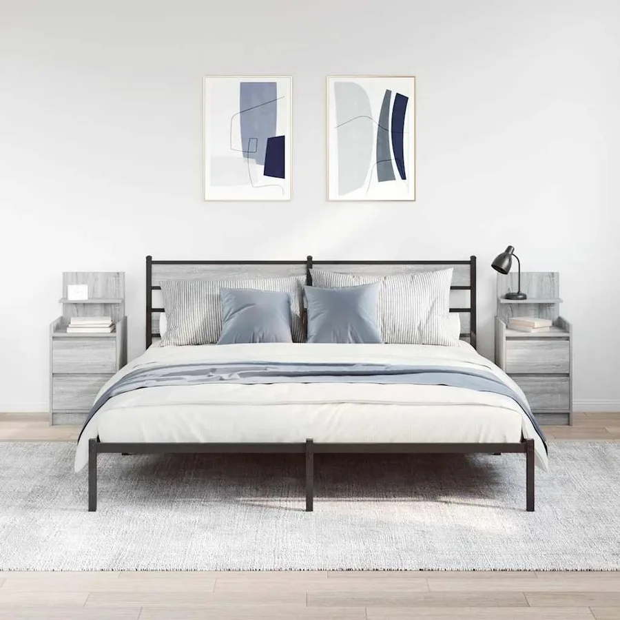Tables de chevet avec 2 tiroirs 2 pcs sonoma gris 38x34x80 cm - 3