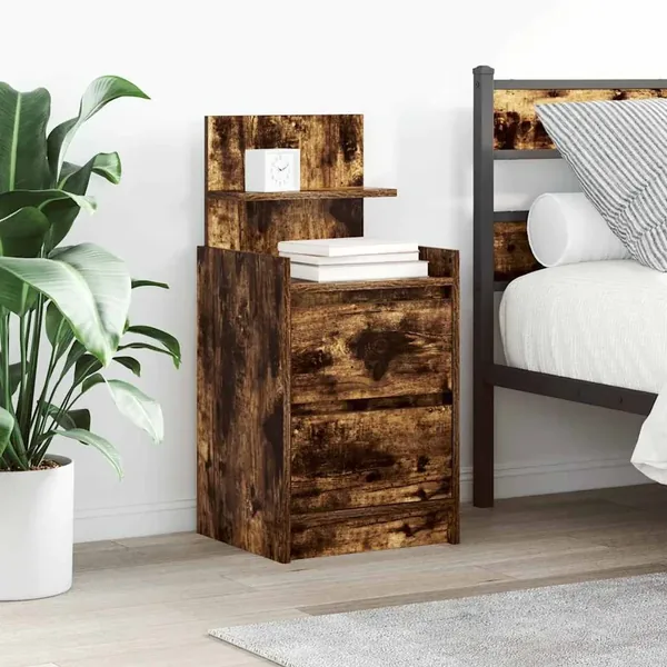 Tables de chevet avec 2 tiroirs 2 pcs chêne fumé 38x34x80 cm