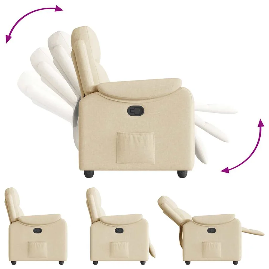 Fauteuil inclinable Crème Tissu - 6
