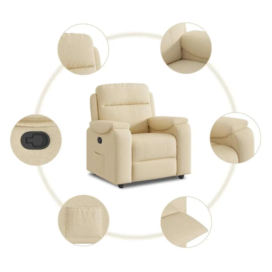 Fauteuil inclinable Crème Tissu - 7