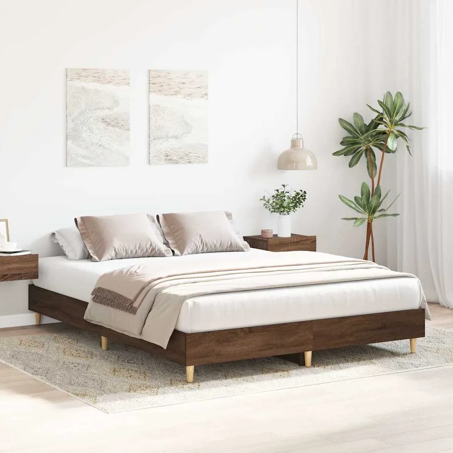 Cadre de lit sans matelas chêne marron 150x200 cm - 3