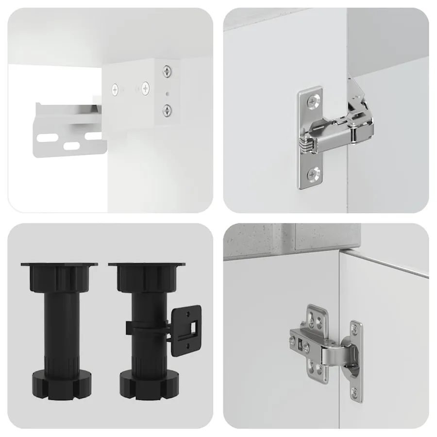 Ensemble de 4 meubles de cuisine "Lucca" en bois d'ingénierie gris béton - 6