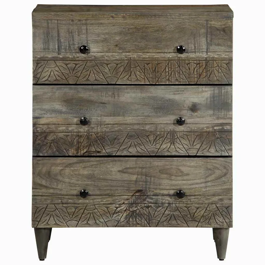Buffet gris clair 60x33,5x75 cm bois de manguier massif - 2